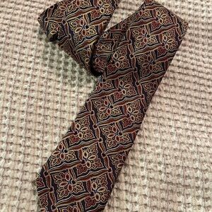 Jos. A. Bank Geometric Floral Tie in Brown and Gold